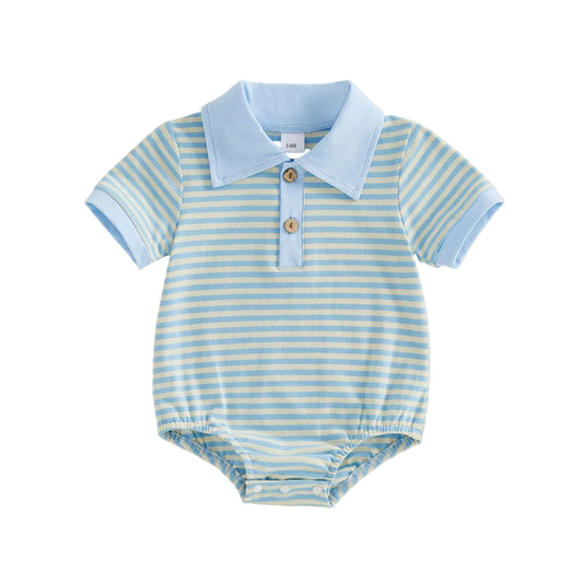 Baby Boys Striped Polo Romper