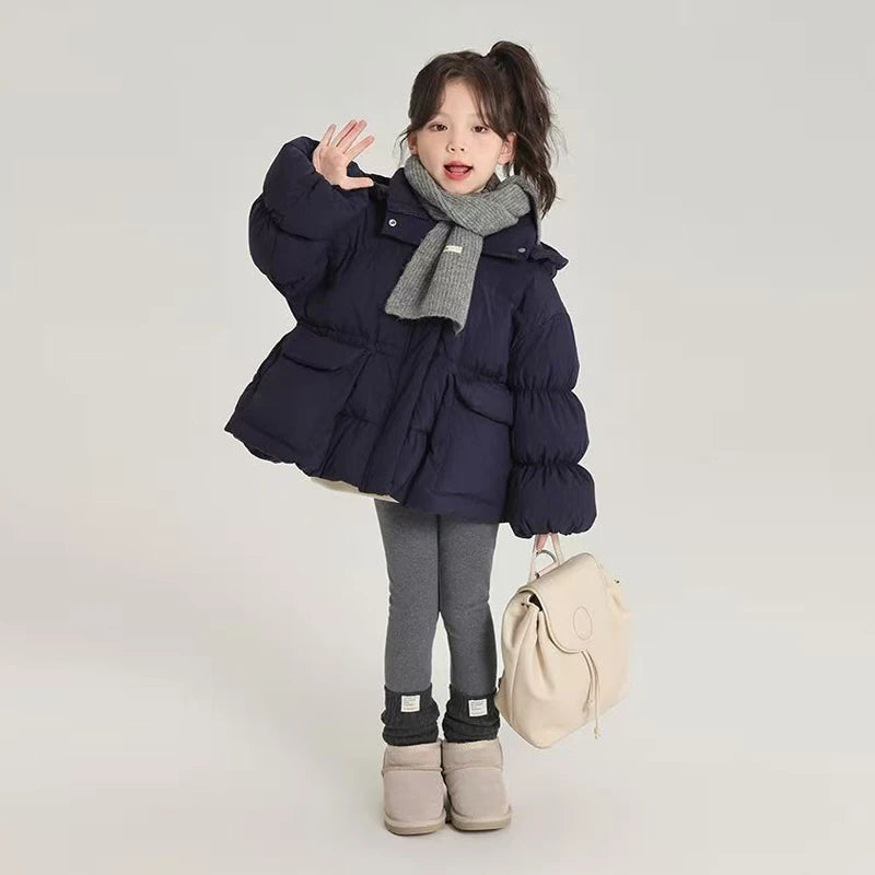 Girls Navy Blue Hooded Coat