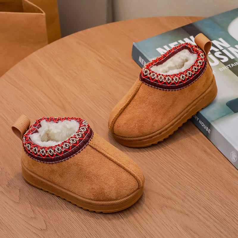 Girls Ankle Faux Fur Shoe - Camel