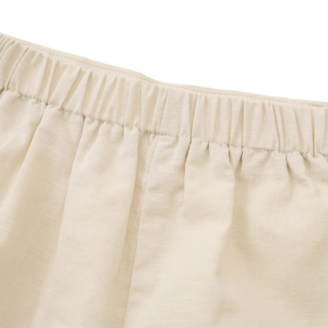 Baby Boys Classic Stone & White Peter Pan Collar Short Set *Online Product