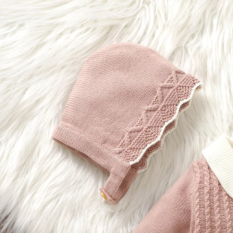 Baby Girls Blush Pink Romper and Hat Set