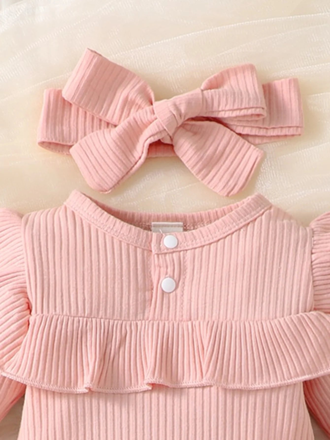 Baby Girl Ruffle Trim Bodysuit & Pants & Headband