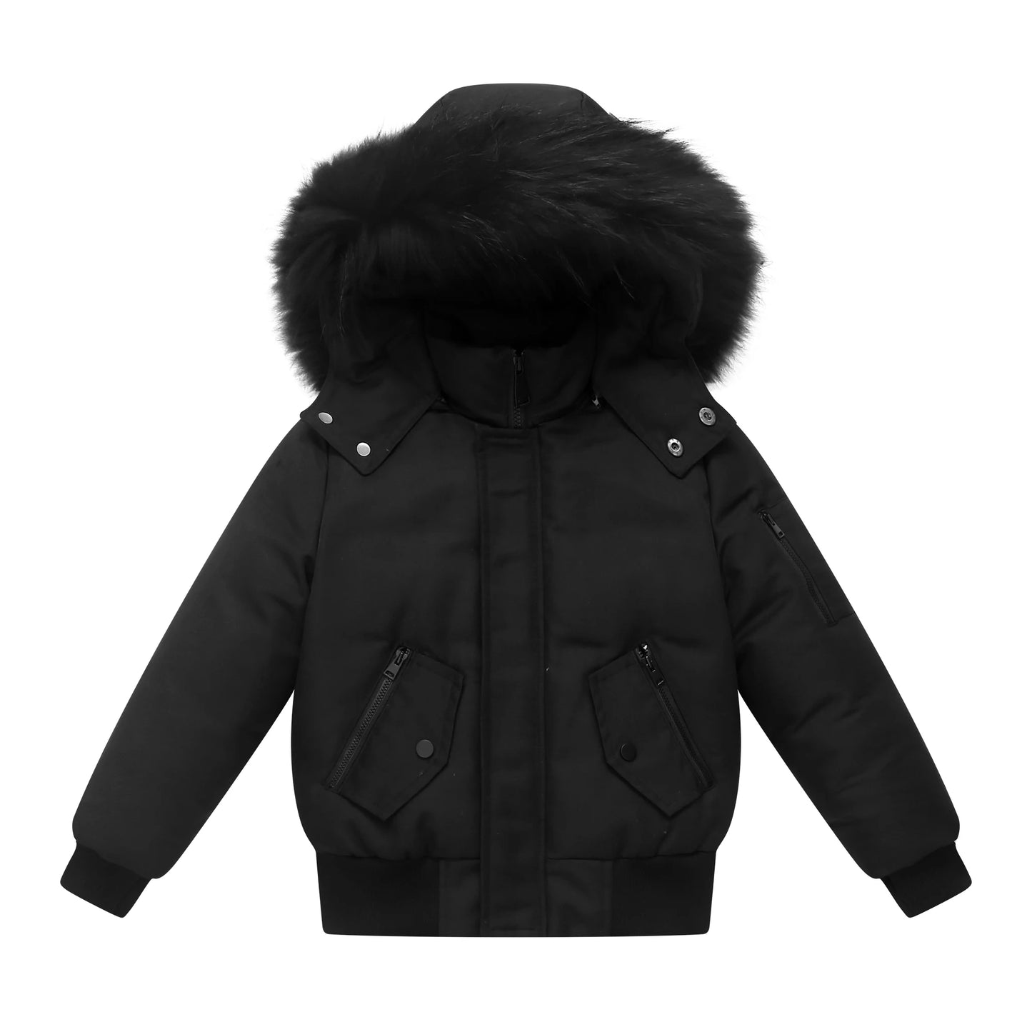 Boys Black Short Bomber Coat