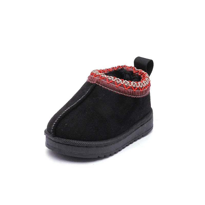Girls Ankle Faux Fur Shoe - Black