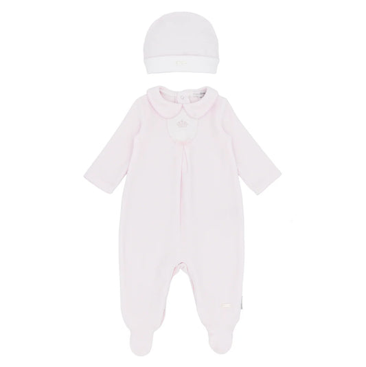Blues Baby Girls Pink Velour Romper & Hat *Preorder