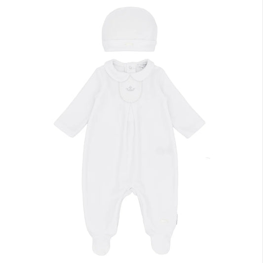 Blues Baby White Velour Romper & Hat *Preorder