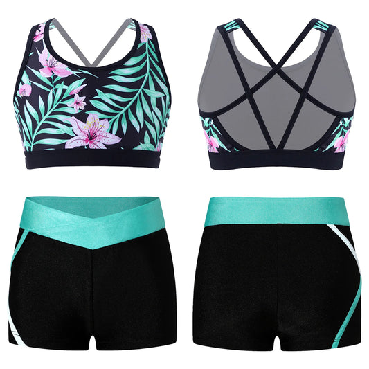 Girls Green and Pink Floral Gym Set