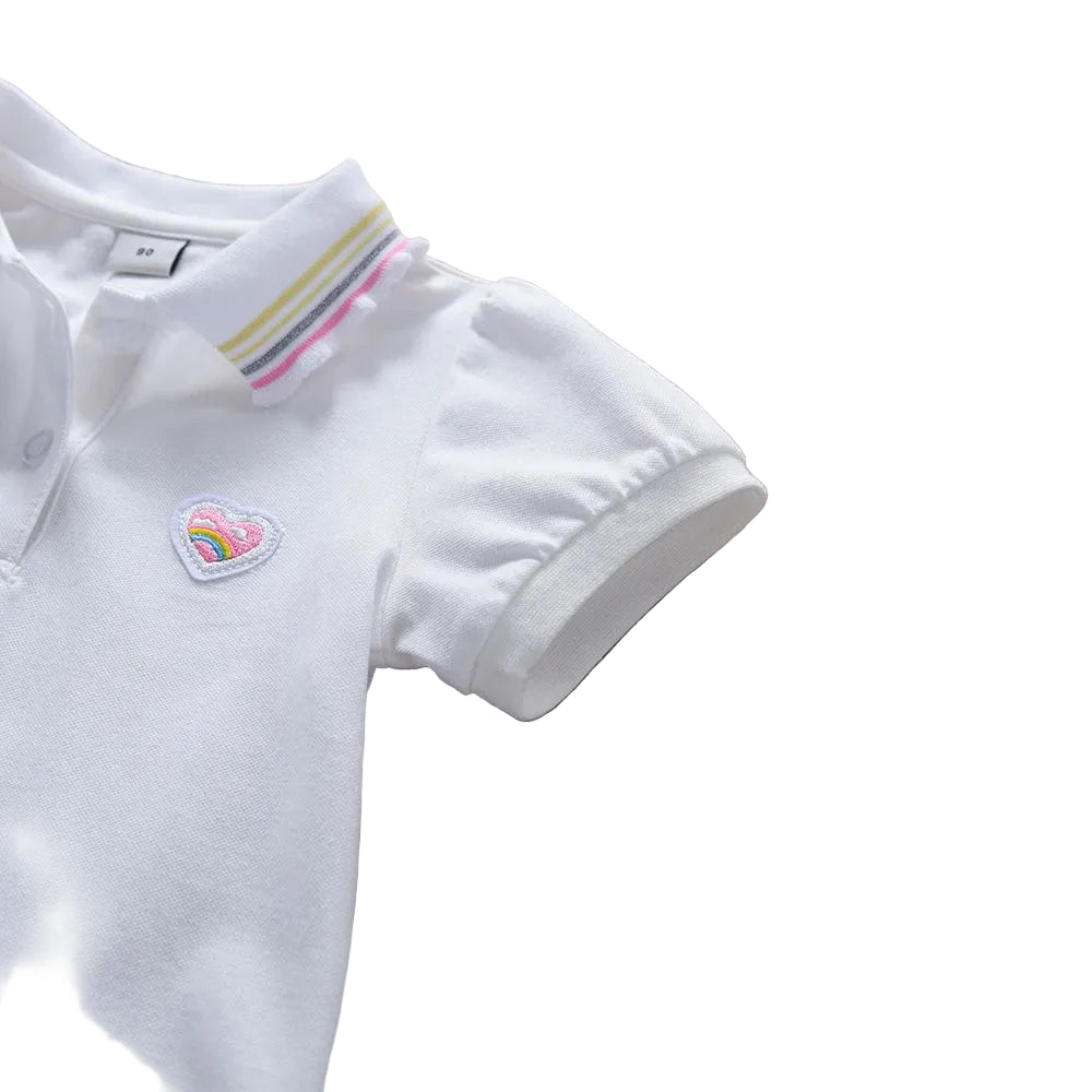 Girls Summer Polo Tenis Dress White