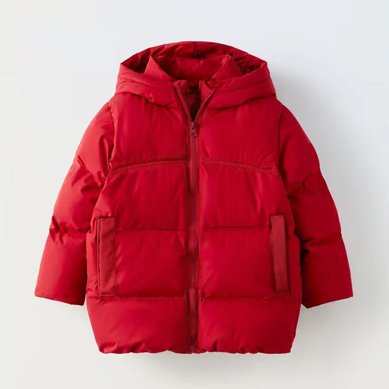 Boys Hooded Puffer Jacket – Red | Winter Coat | Ages 3–10