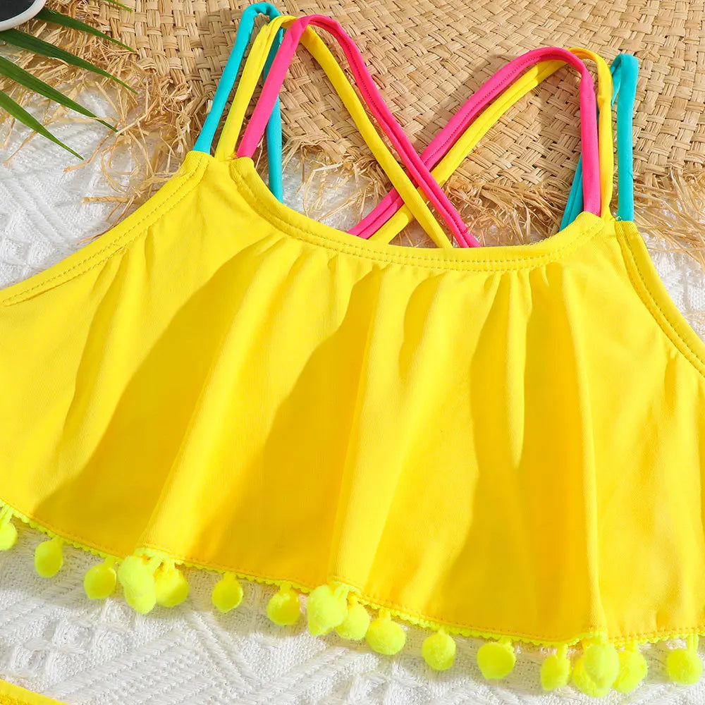 Girls Bright Yellow 2 piece Boho Bikini