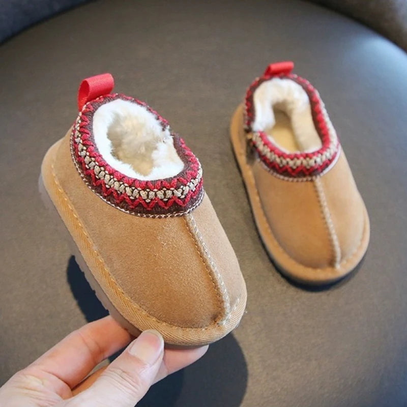 Baby Girls Ankle Faux Fur Shoe - Brown