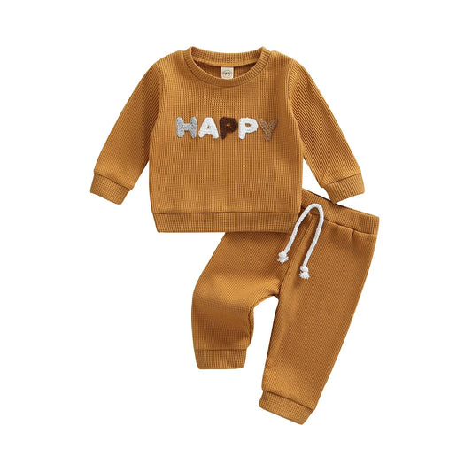 Baby Loungewear 2-piece Brown 'Happy' *