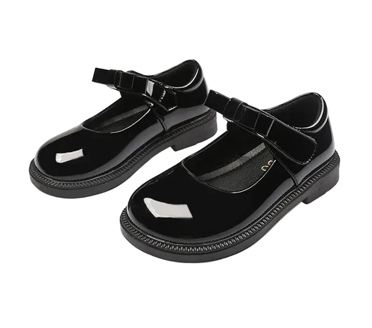 Black shoes with a strap on a white background