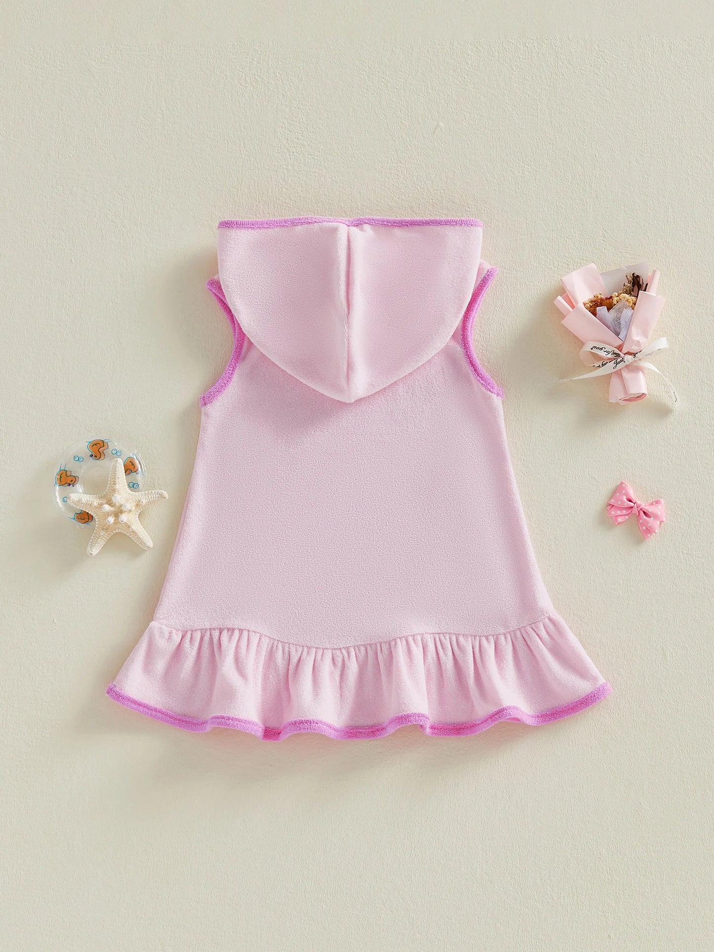 Little Girls Terry Towelling Cover-Up – Pink with Pink Trim (1–8 Years) *Preorder
