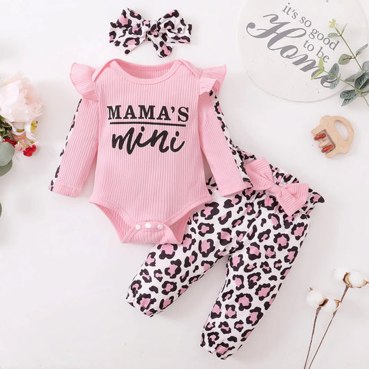 Baby Girl Frill Body Suit & Pants Set - Pink 'Mama's Mini' *