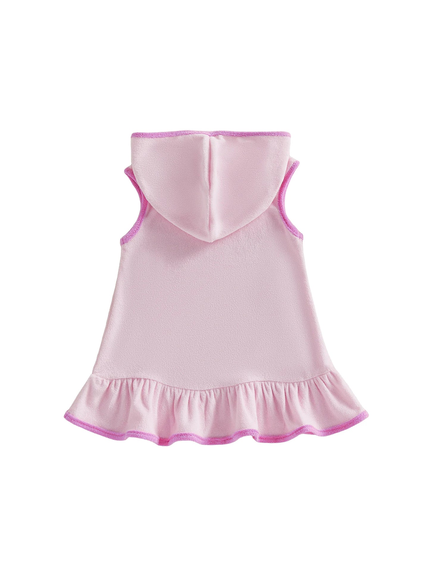 Little Girls Terry Towelling Cover-Up – Pink with Pink Trim (1–8 Years) *Preorder