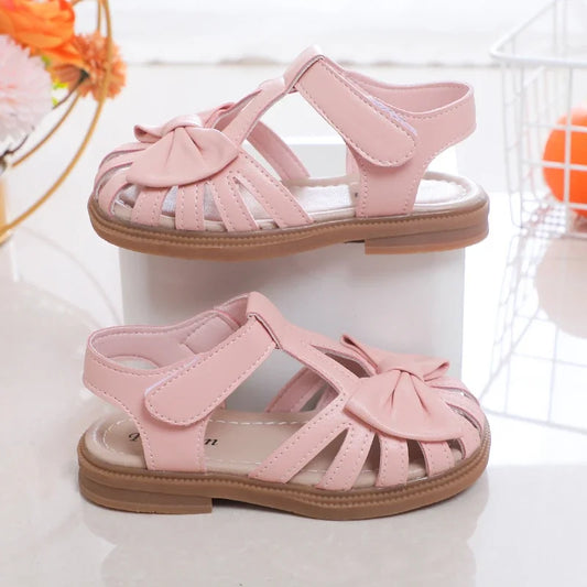 Girls Pink Bow Sandals