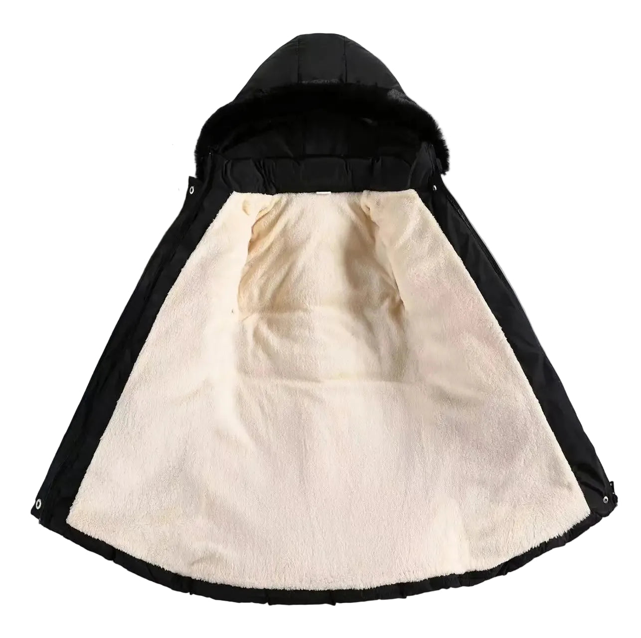 Girls puffer coat with faux-fur hood trim and light fleece interior lining