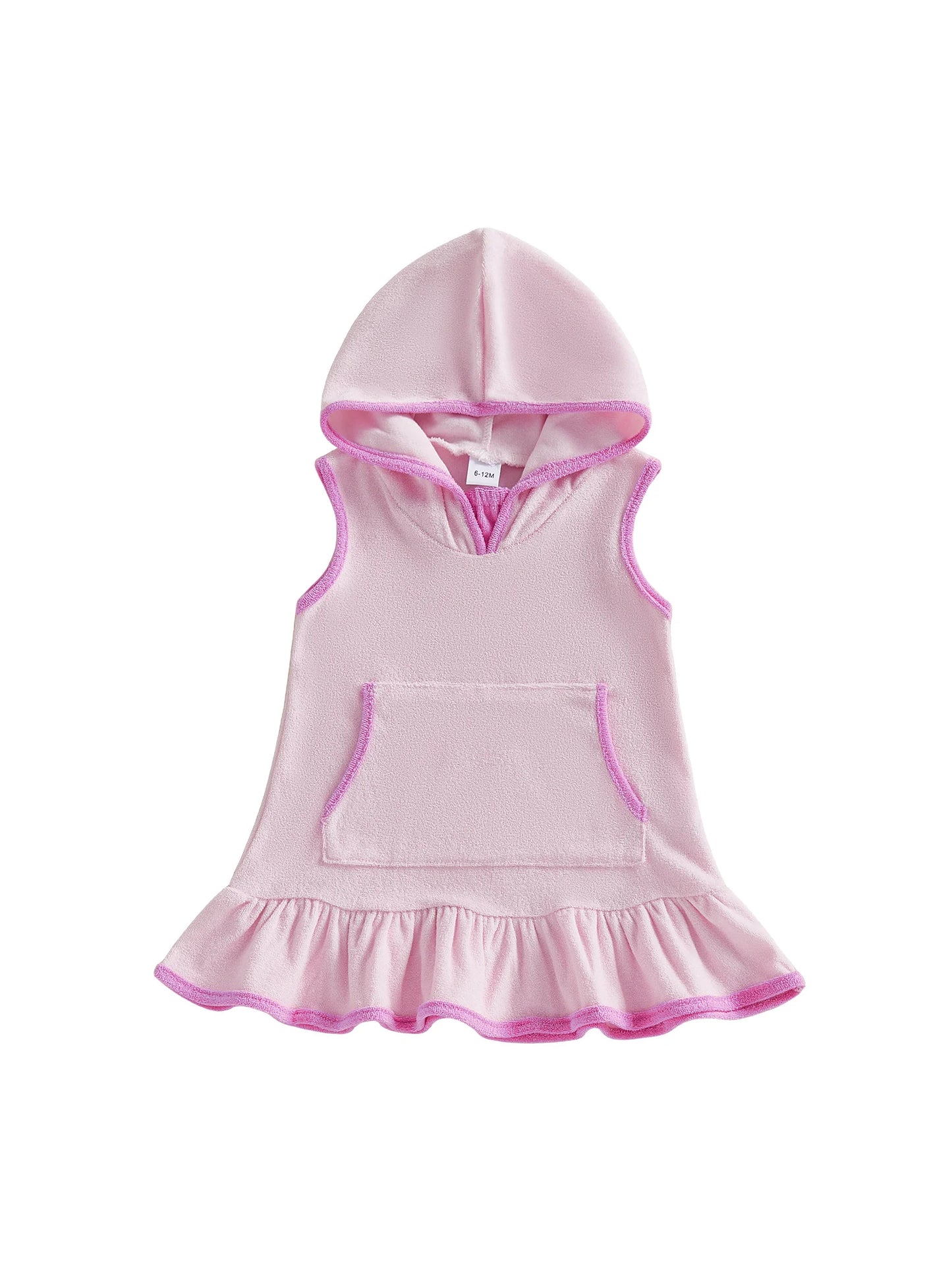 Little Girls Terry Towelling Cover-Up – Pink with Pink Trim (1–8 Years) *Preorder