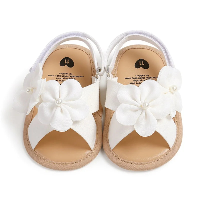 Baby Floral Sandals – Pink, White & Black *Online Product