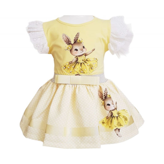 Girls Yellow Bunny Skirt Set