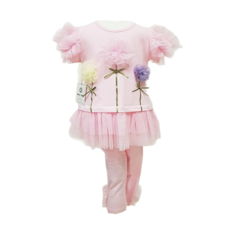 Girls Pink floral Leggings Set
