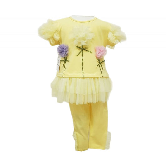 Girls Yellow Floral Leggings Set