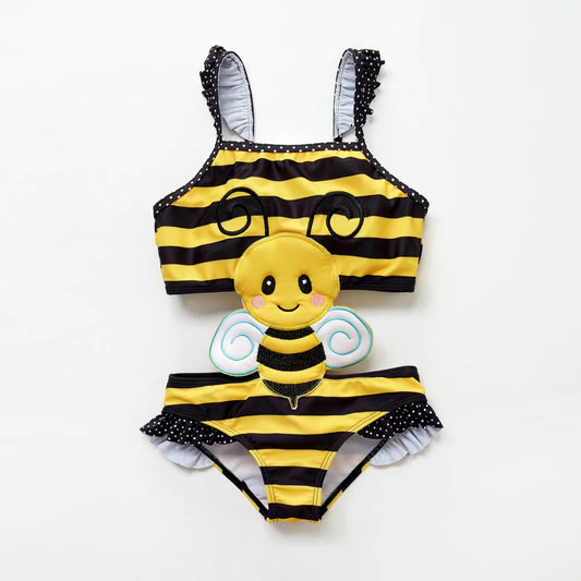 Girls Bumble Bee Cut Out Swimsuit