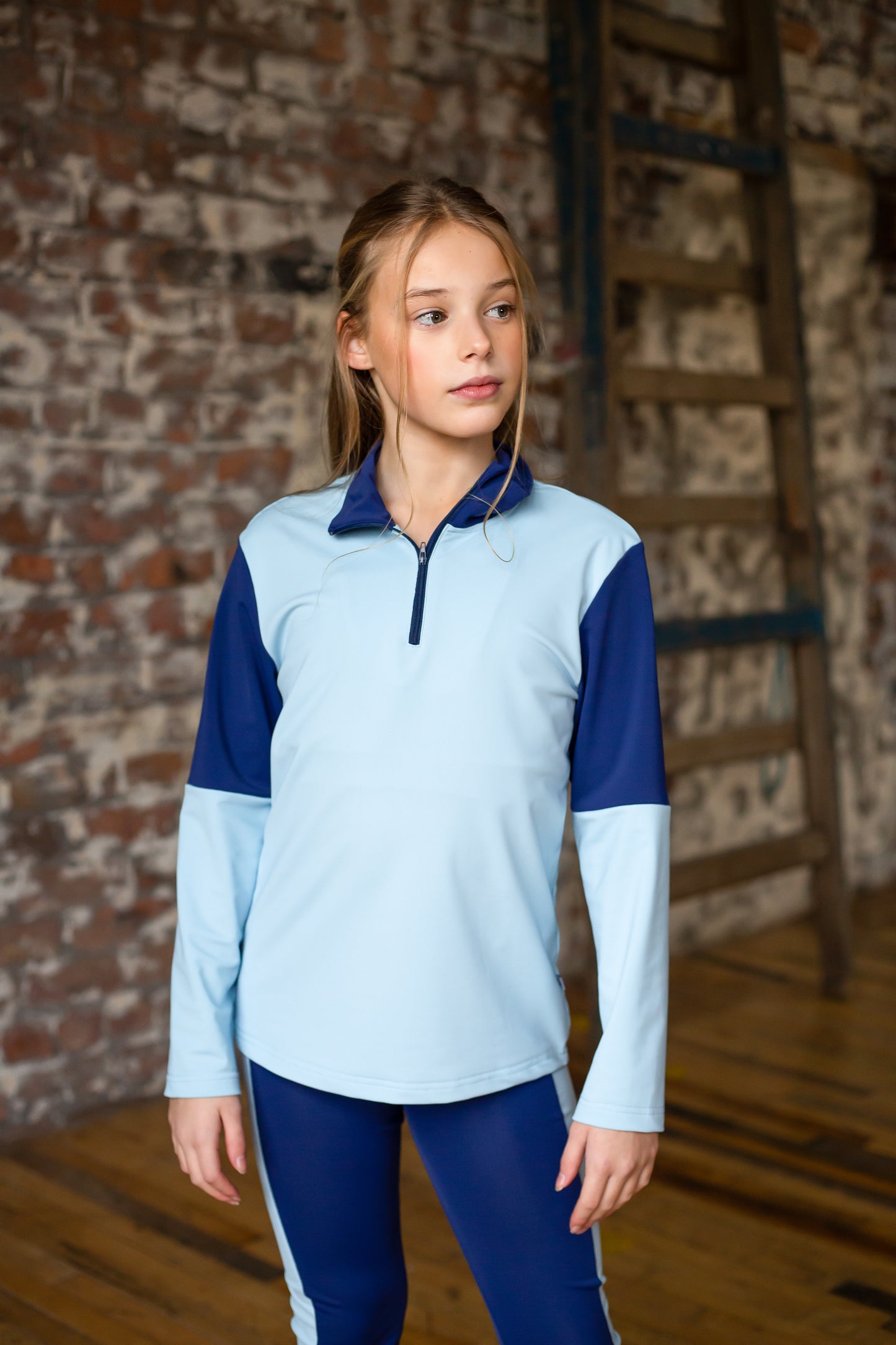 D by Dolly Sky Blue Three Piece Quarter Zip Set