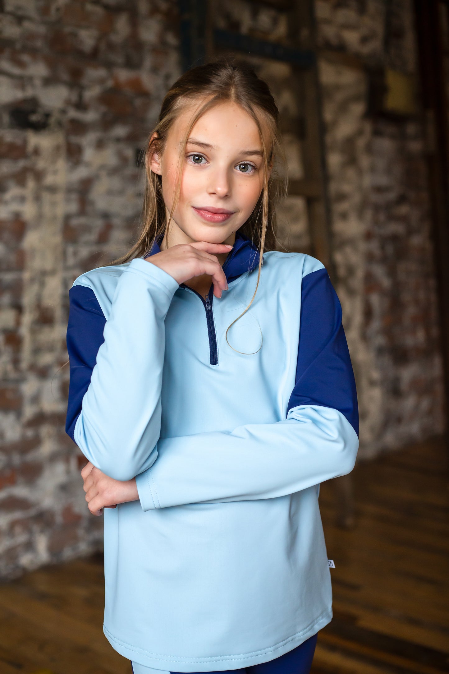 D by Dolly Sky Blue Three Piece Quarter Zip Set