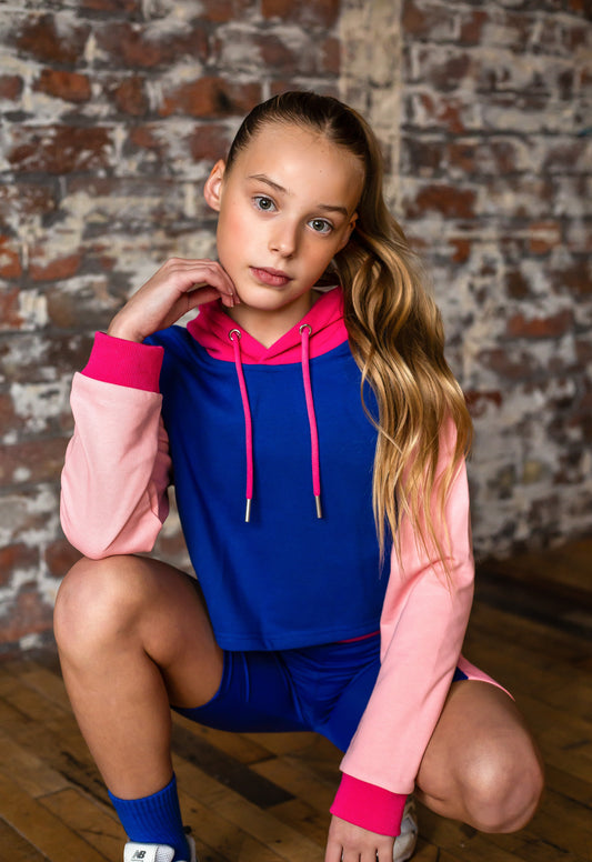 D by Dolly Navy & Fushia Cropped Hoodie