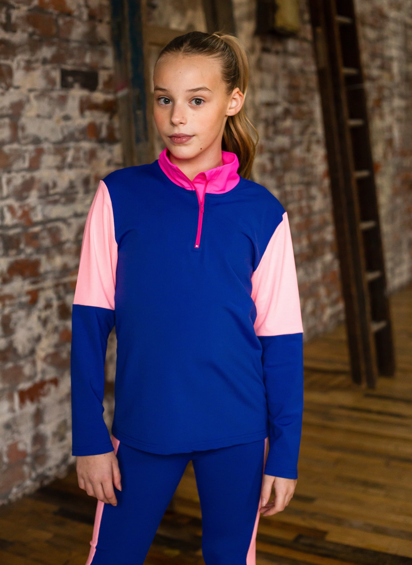 D by Dolly Navy Quarter Zip 3PC Girls Gym Set