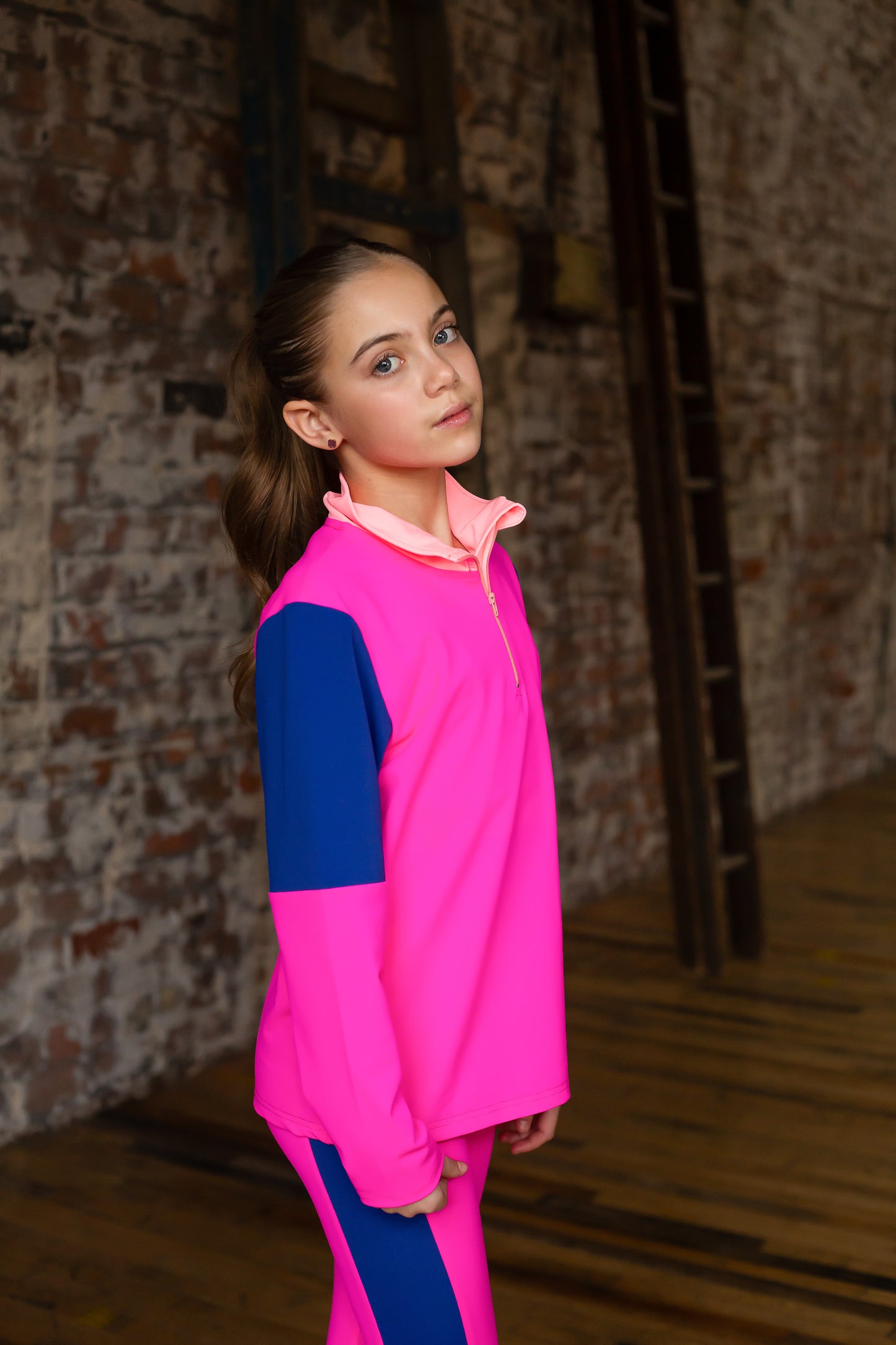 D by Dolly Fushia Quarter Zip Top