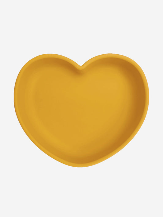 Yellow silicone heart suction plate with raised rim