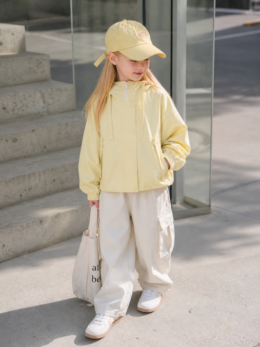 Girls Lightweight Hooded Jacket – Lemon Casual Zip Coat (Ages 4–14) *Online Product