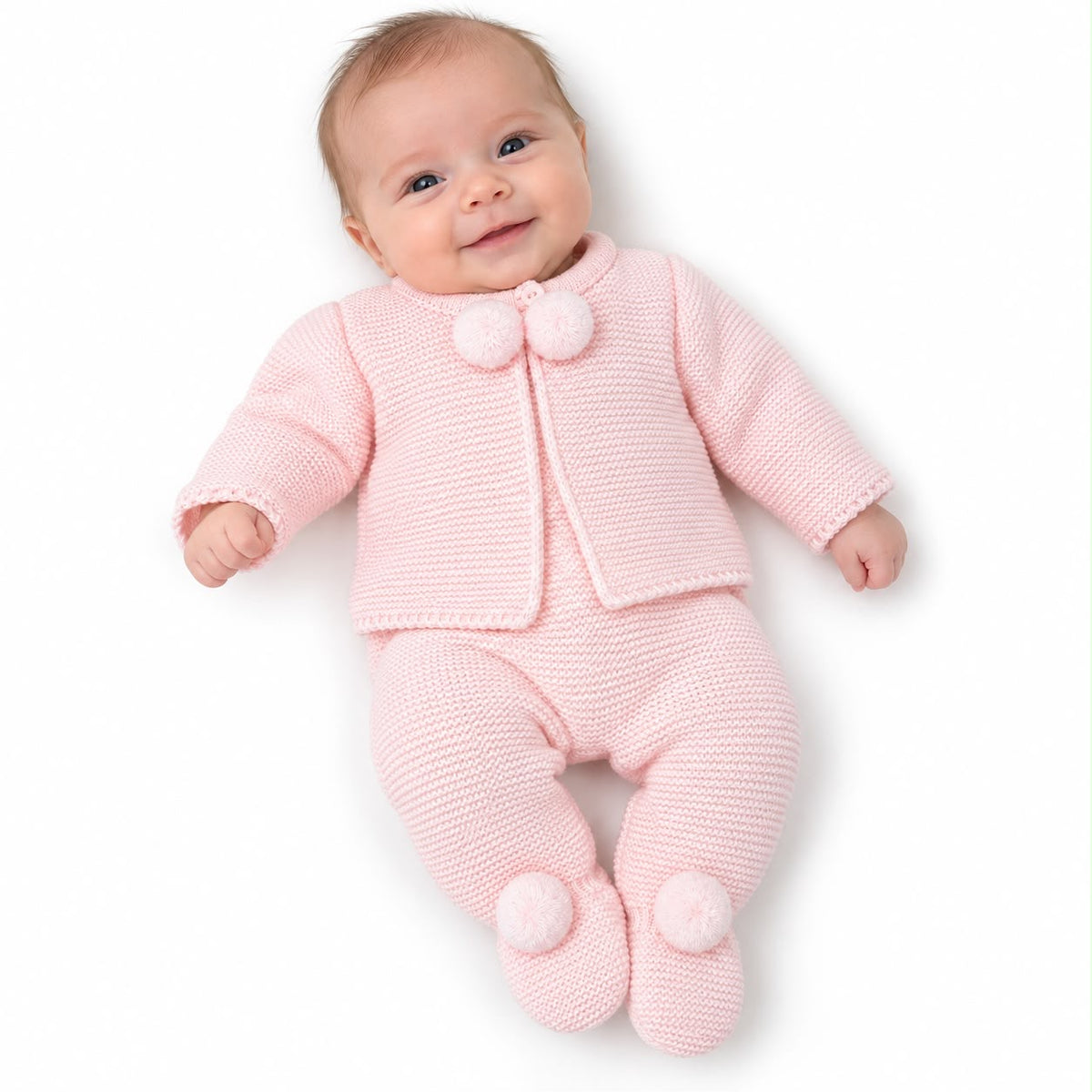 Klee Kids Two Piece Pom Jacket Set Pink