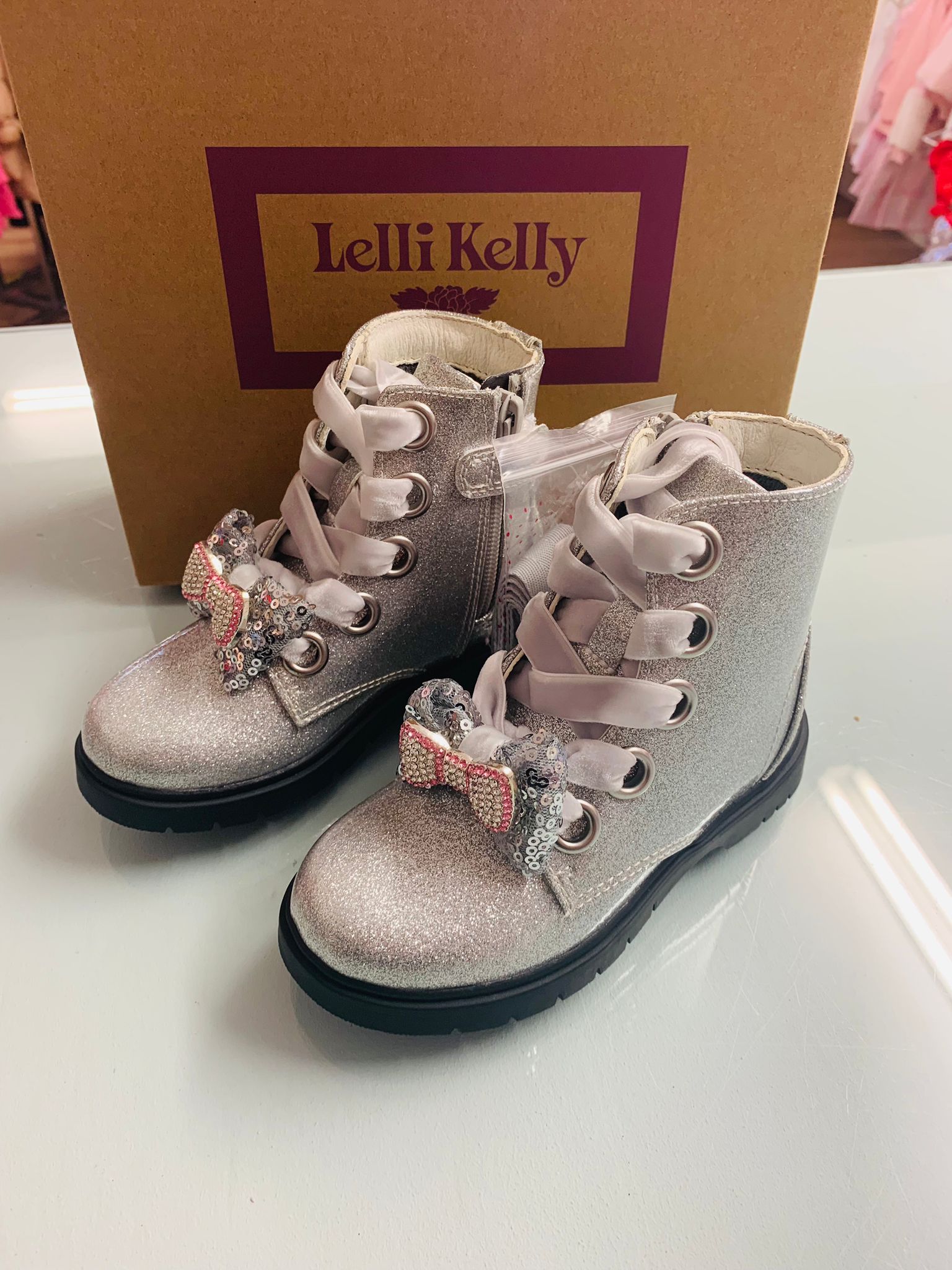 Lelli Kelly Fioldi Rocco Silver Glitter Bow Boot