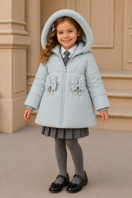 Girls Faux Fur Hooded Grey Winter Puffer Coat | Warm Padded Jacket | Ages 2–6 *Online Product (Copy) (Copy)