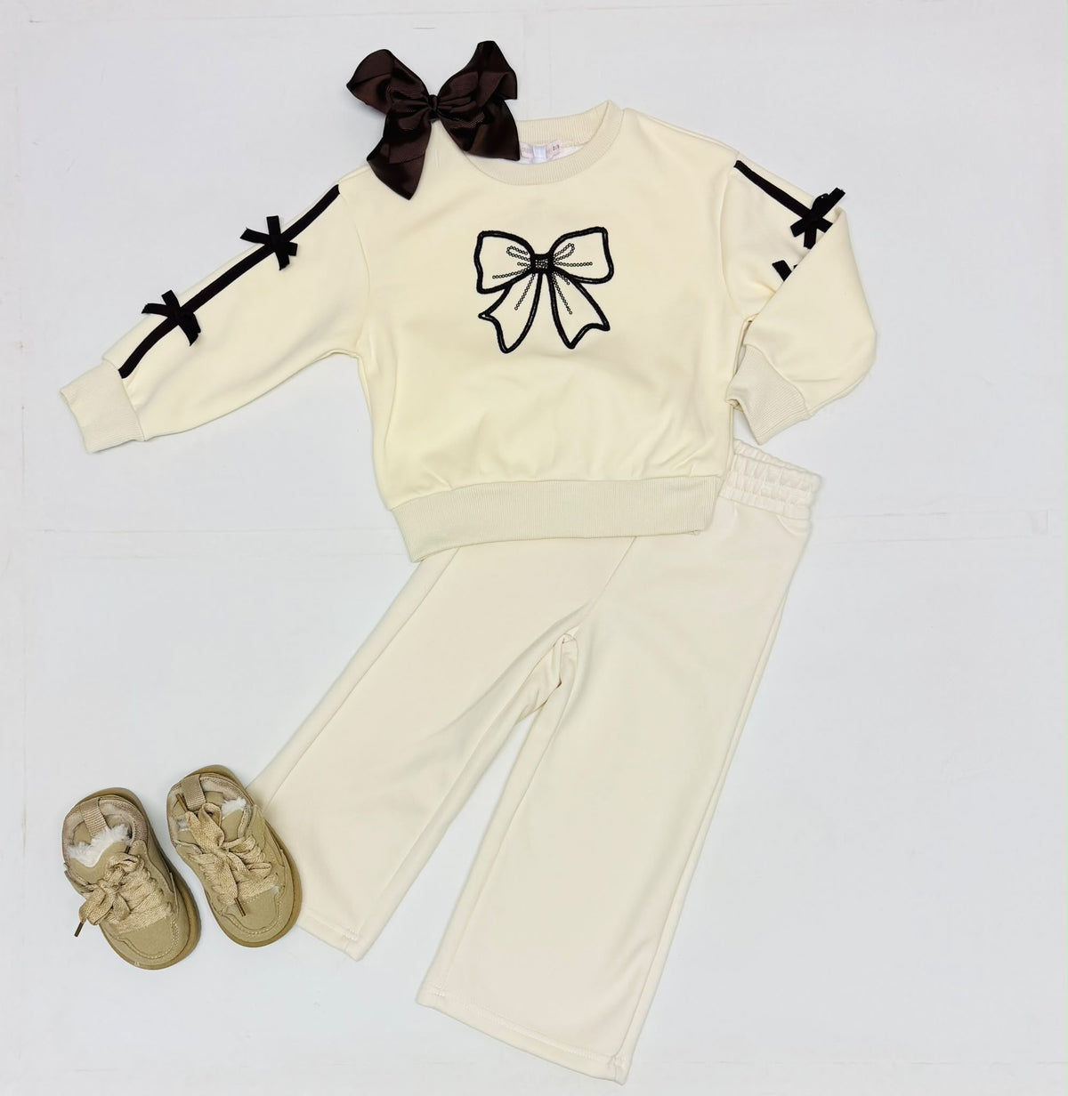 Giorgio Bambino Cream Bow Jogging Set