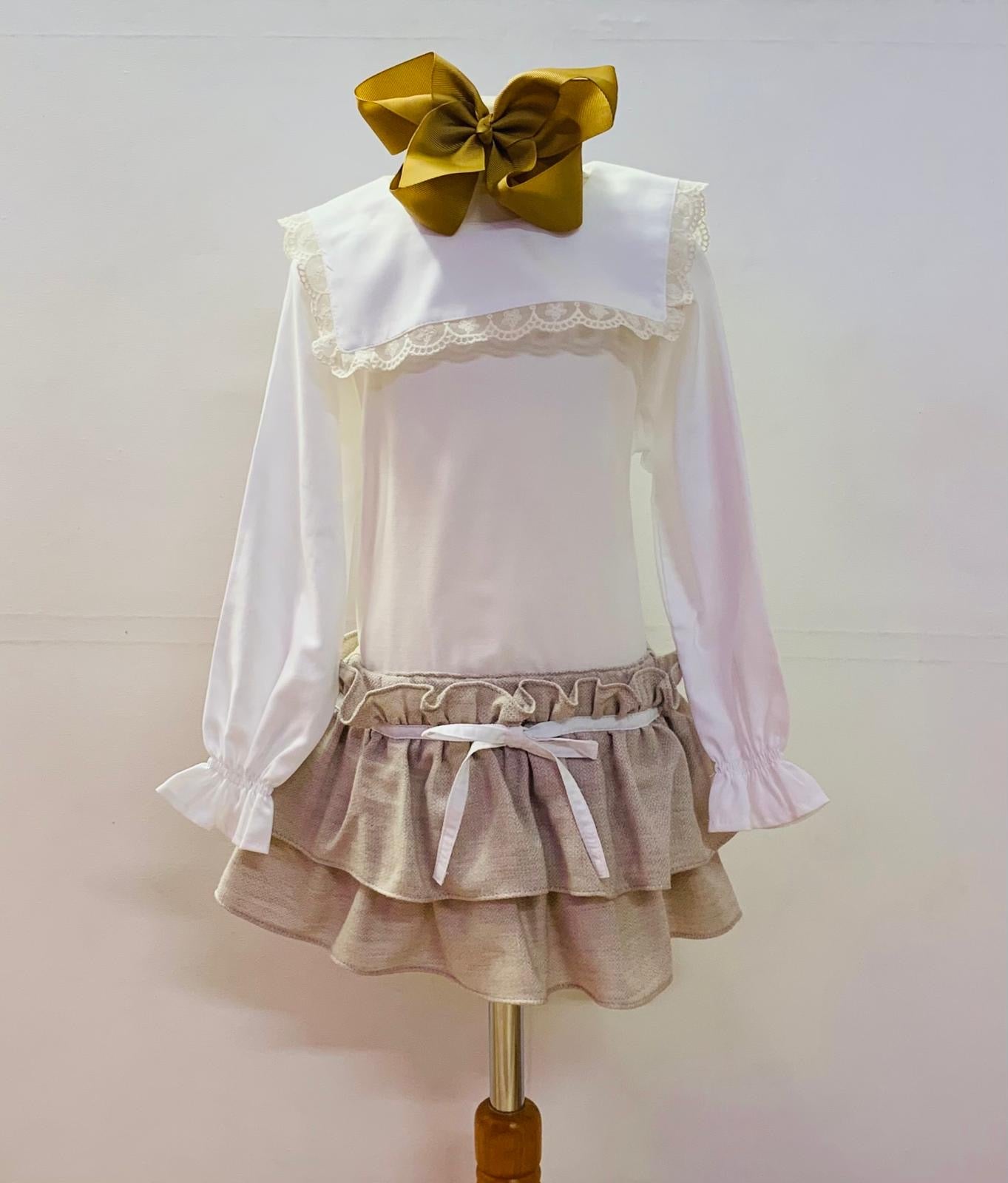 Puro Mimo Girls Sailor Bloomers & Off White Blouse
