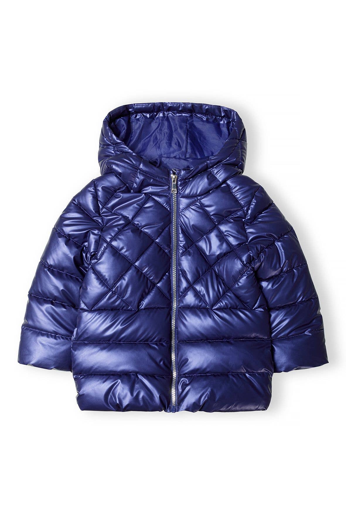 Girls Metallic Puffer Coat Navy Blue