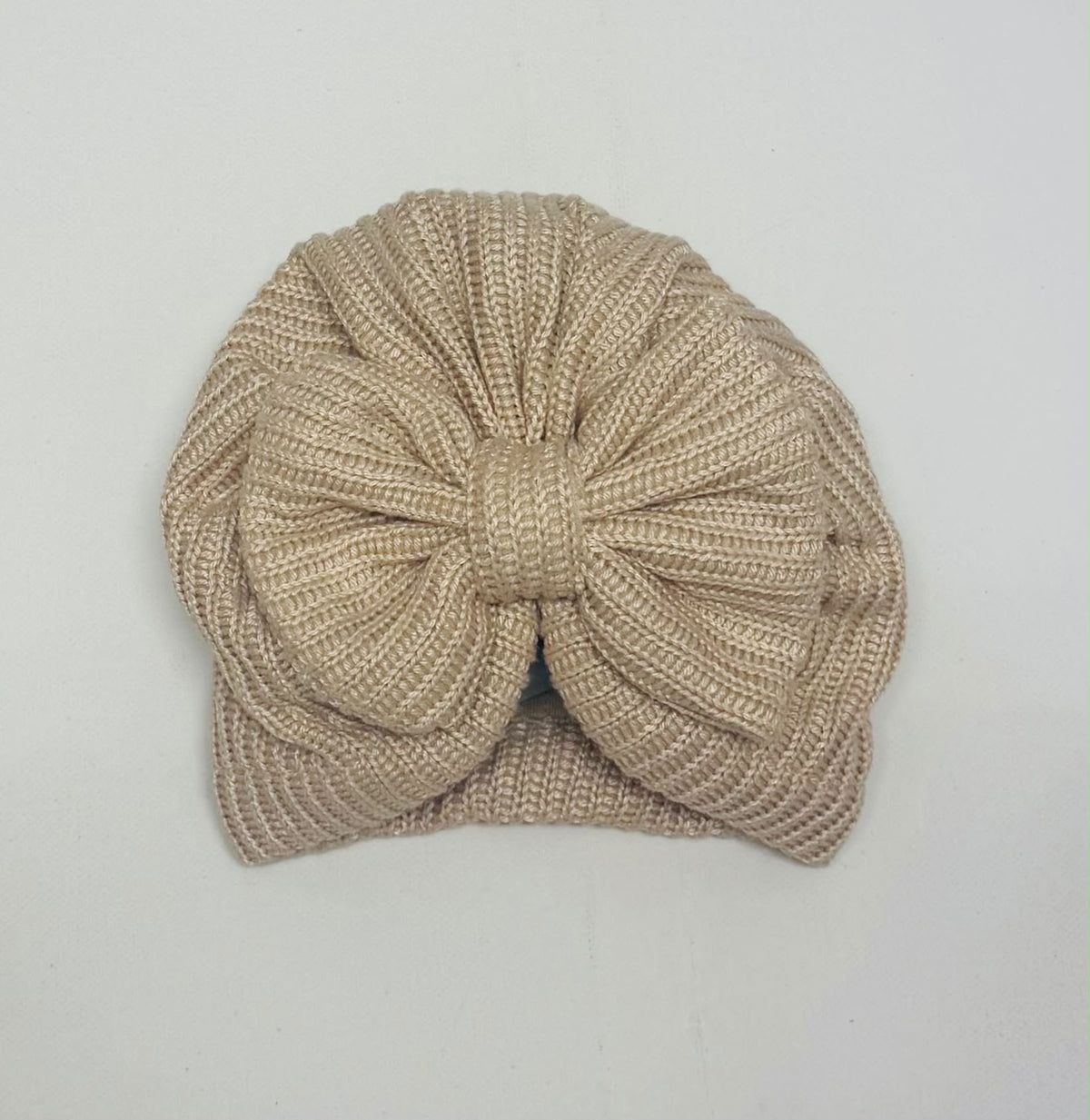 Baby Girls Knitted Bow Turban Hat – Baby & Toddler Ribbed Winter Hat - choice of colours