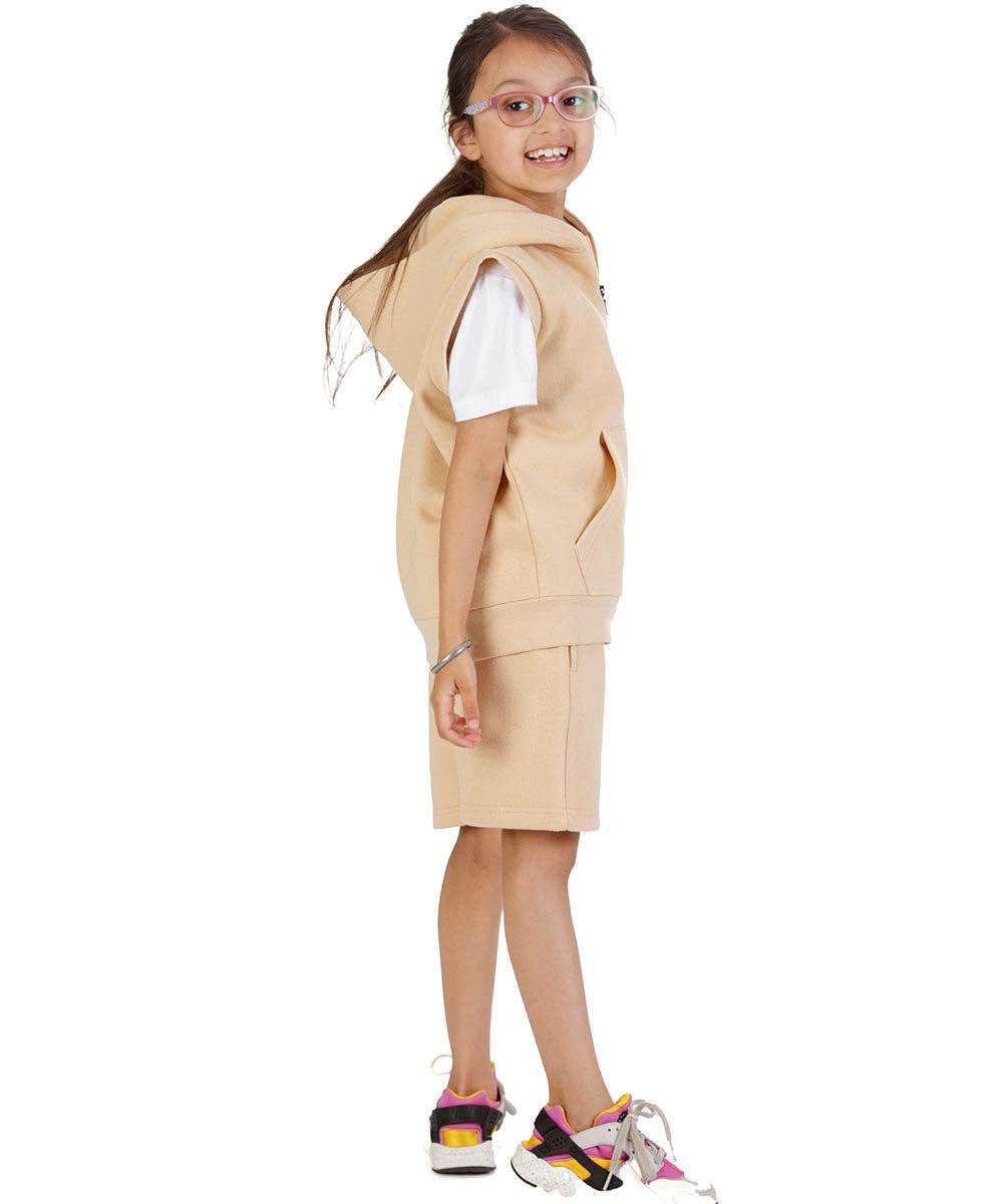 Kids Nude 2-Piece Gilet and Shorts Set: Nude