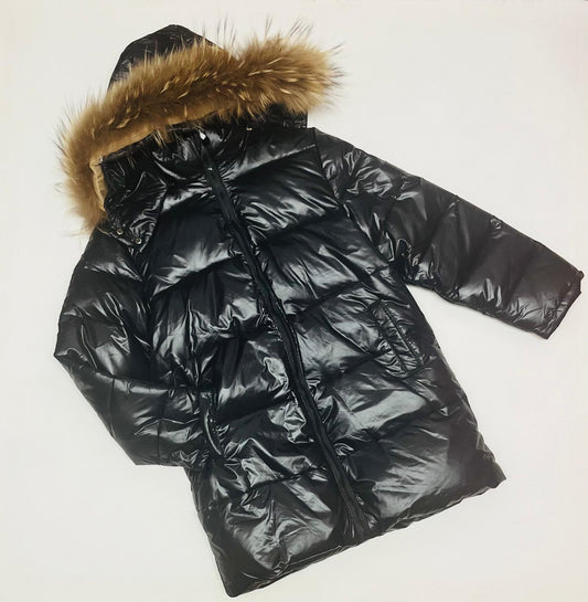 Black Winter Coat fur hood