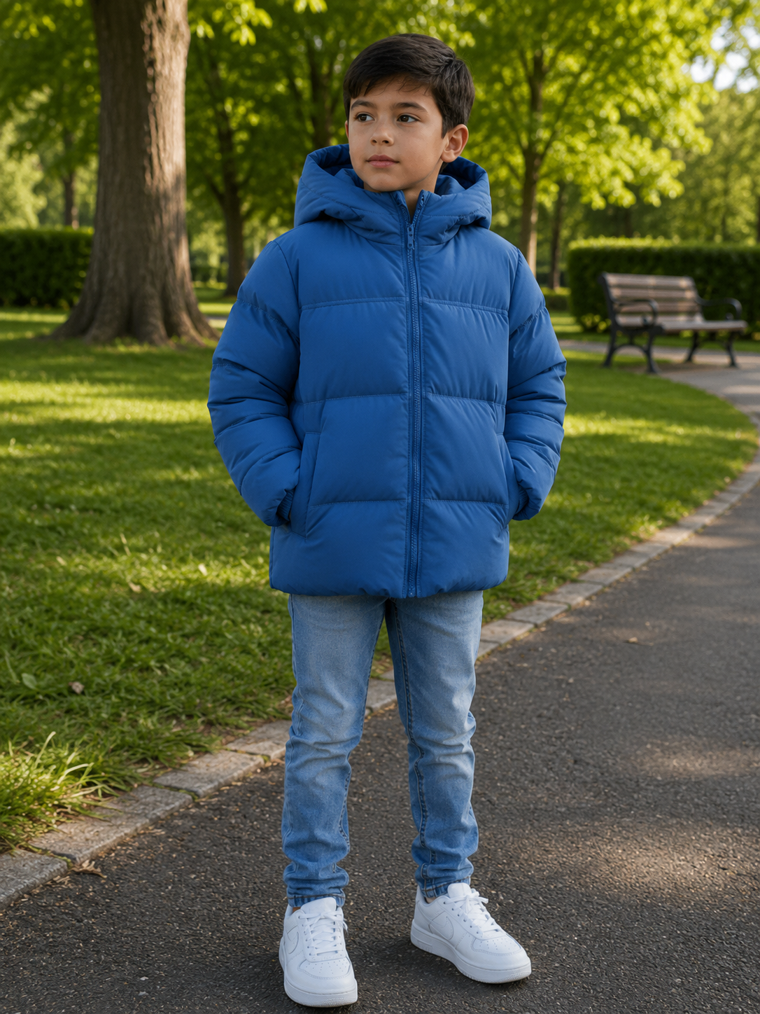 Boys Hooded Puffer Jacket – Blue | Winter Coat | Ages 3–10