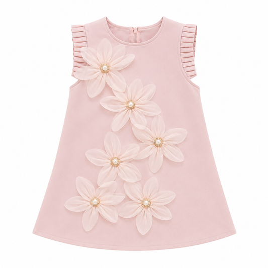 Floral Appliqué Occasion Dress – Pink *Online Product