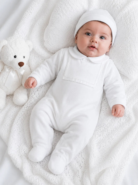 Blues Baby White Velour Romper Bib & Romper *Preorder