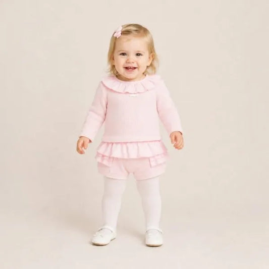 Amore Girls Pink Knitted Jam Pants Set