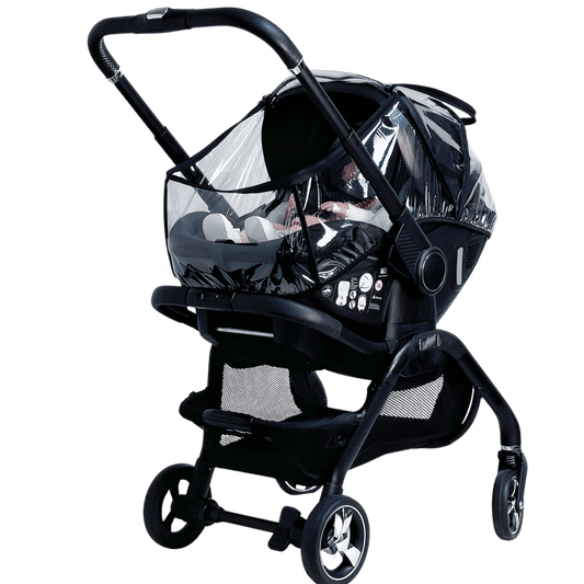 Qubi car seat rain cover, clear window with black frame for stroller