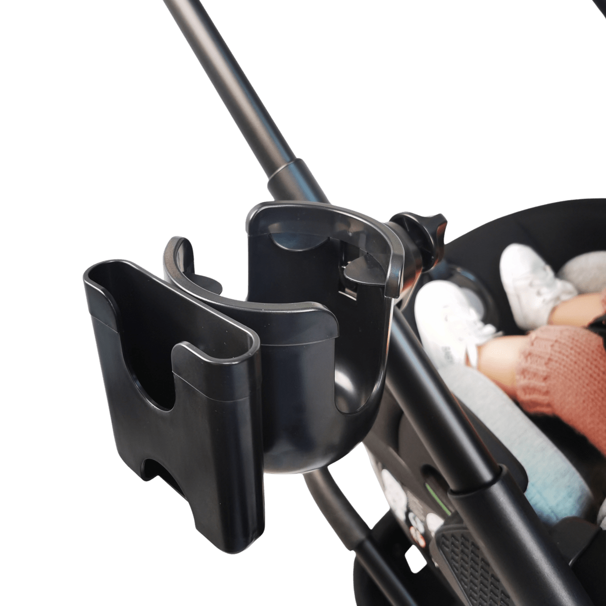 Black infant car seat stroller bundle tray and cup holder attachment piece